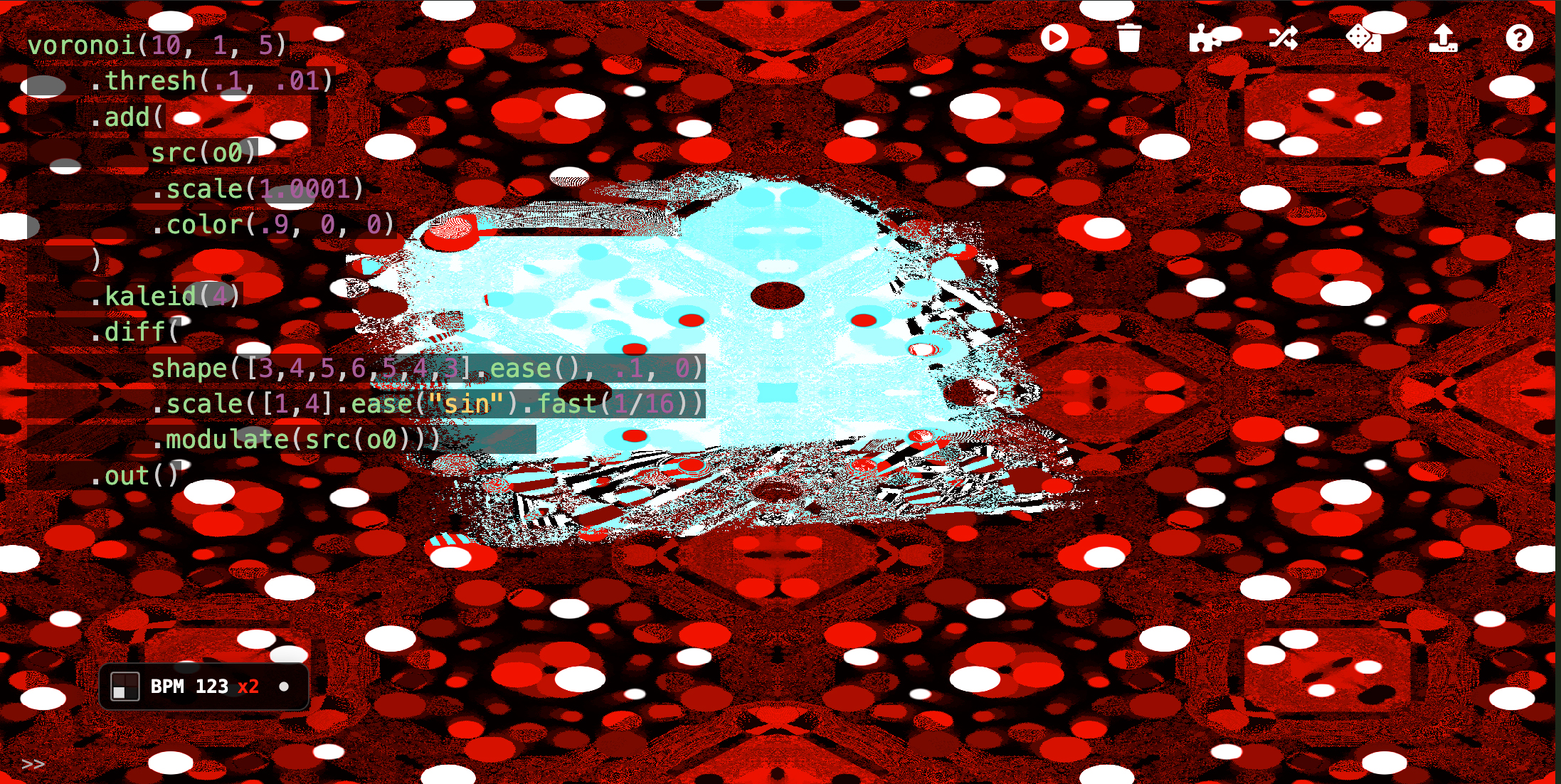 Hydra editor screenshot showing the BPM Tools HUD in the lower-left corner